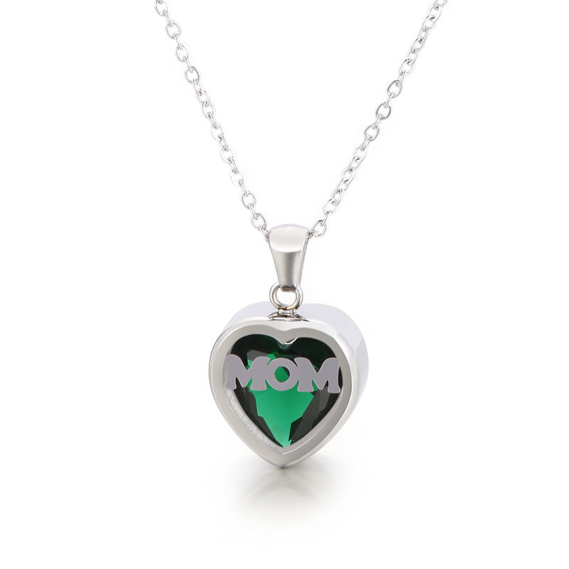 Wholesale new mother's day gift stainless steel heart-shaped necklace
